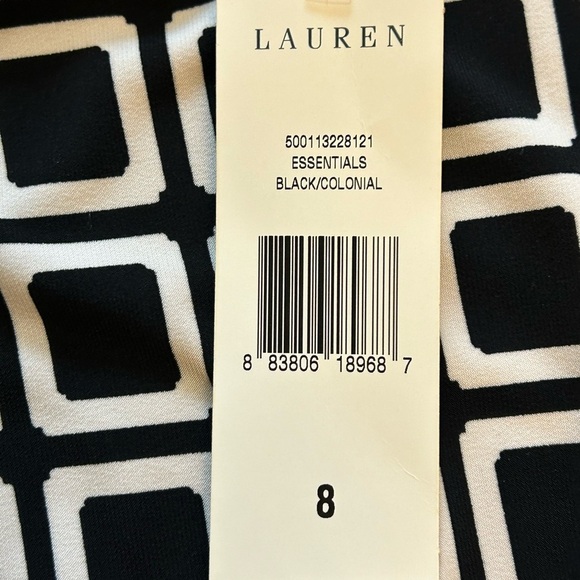 NWT Ralph Lauren Sleeveless Dress in Black and White Pattern. Twist Waist - Picture 5 of 11